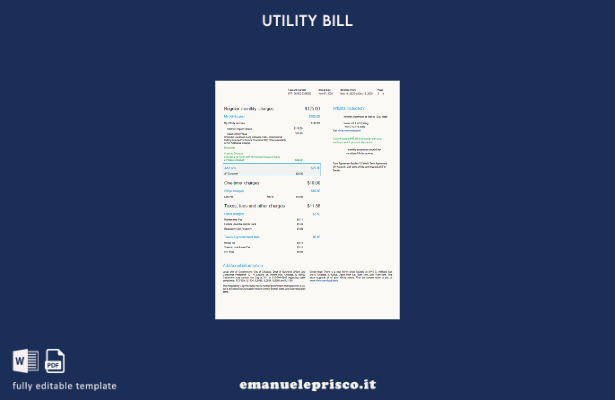 pagine di parole della bolletta dei servizi pubblici USA Xfinity in stile veri 1